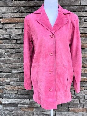 New Dialogue Pink Suede Leather Jacket Size Small NWT